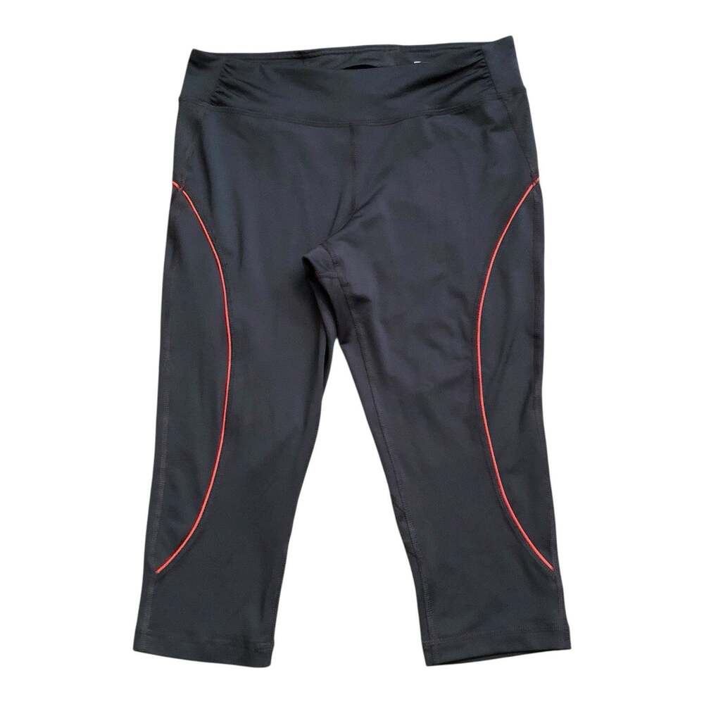 Tek Gear Capri Leggings Womens M Gray Red Fitted Athletic Yoga Running Stretch